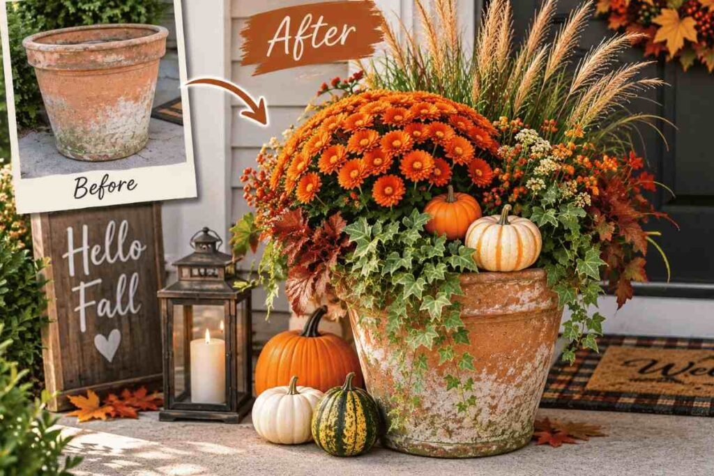 Give an Old Planter a Simple Fall Makeover