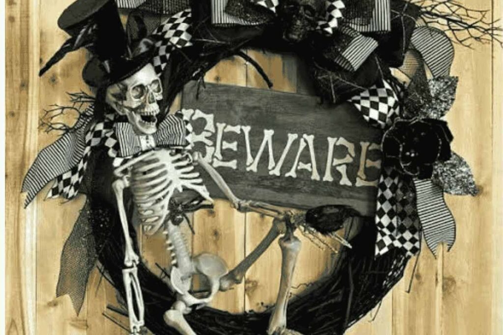 Add a Creepy Halloween Wreath to the Front Door