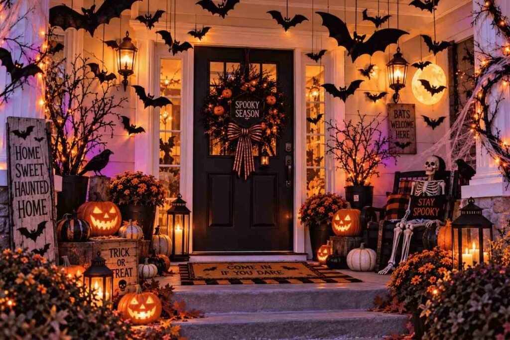 Hang Creepy Bats Around the Front Door