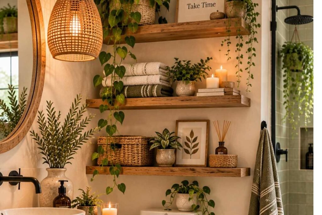 Open Shelving in bathroom