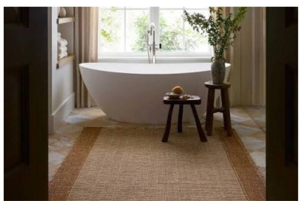 Add Texture With a Natural-Fiber Rug in bathroom