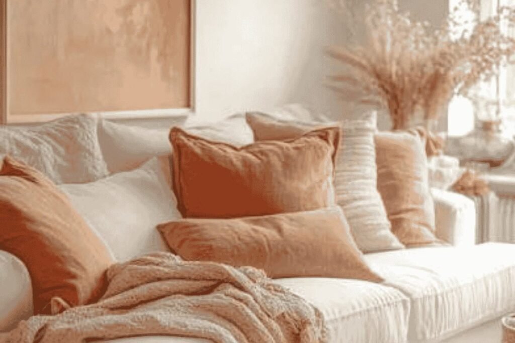 Rust and Cream Color Combination sofa set