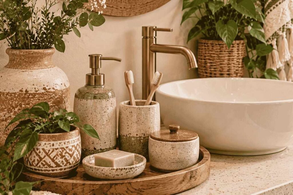Bring in Handmade Ceramics in the bathroom