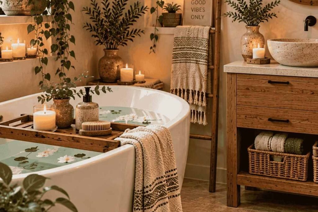 Spa Like boho bathroom